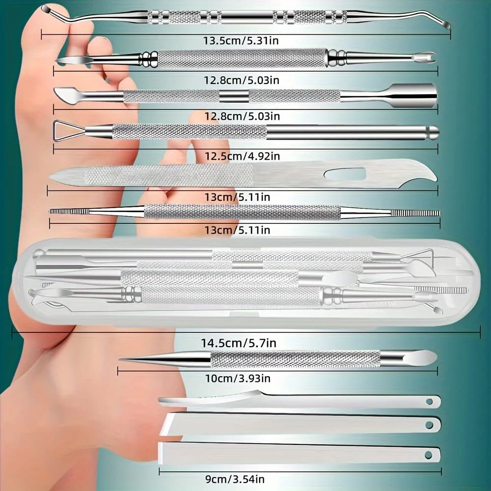 10‑piece stainless steel pedicure tool set with travel case — image 5