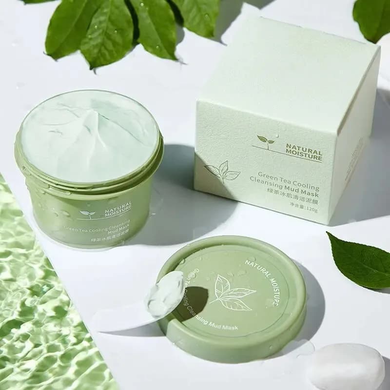 green tea ice mud mask in a white jar — image 4