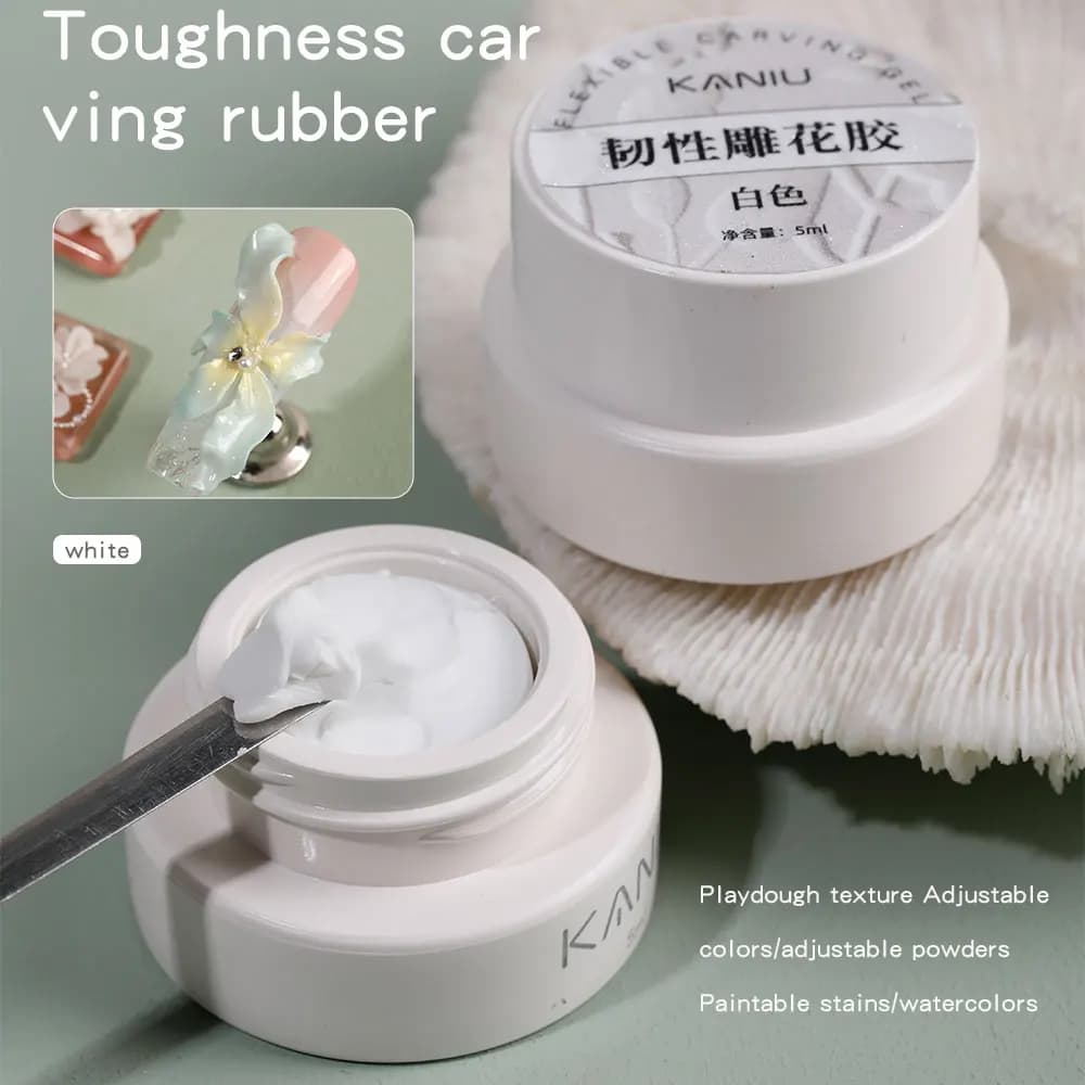 Pearl white satin 3D flower carving gel tube — image 8