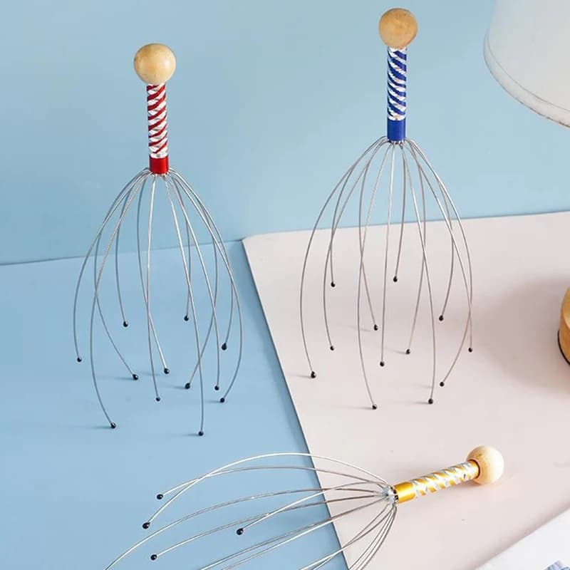 Octopus Head Massager – Stainless Steel Engraved Scalp Relaxer