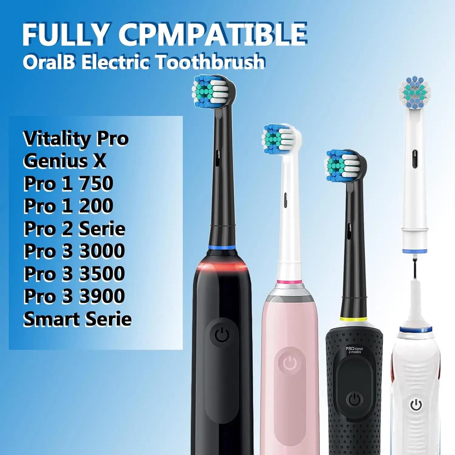 black and white replacement brush heads for Oral‑B electric toothbrush — image 4
