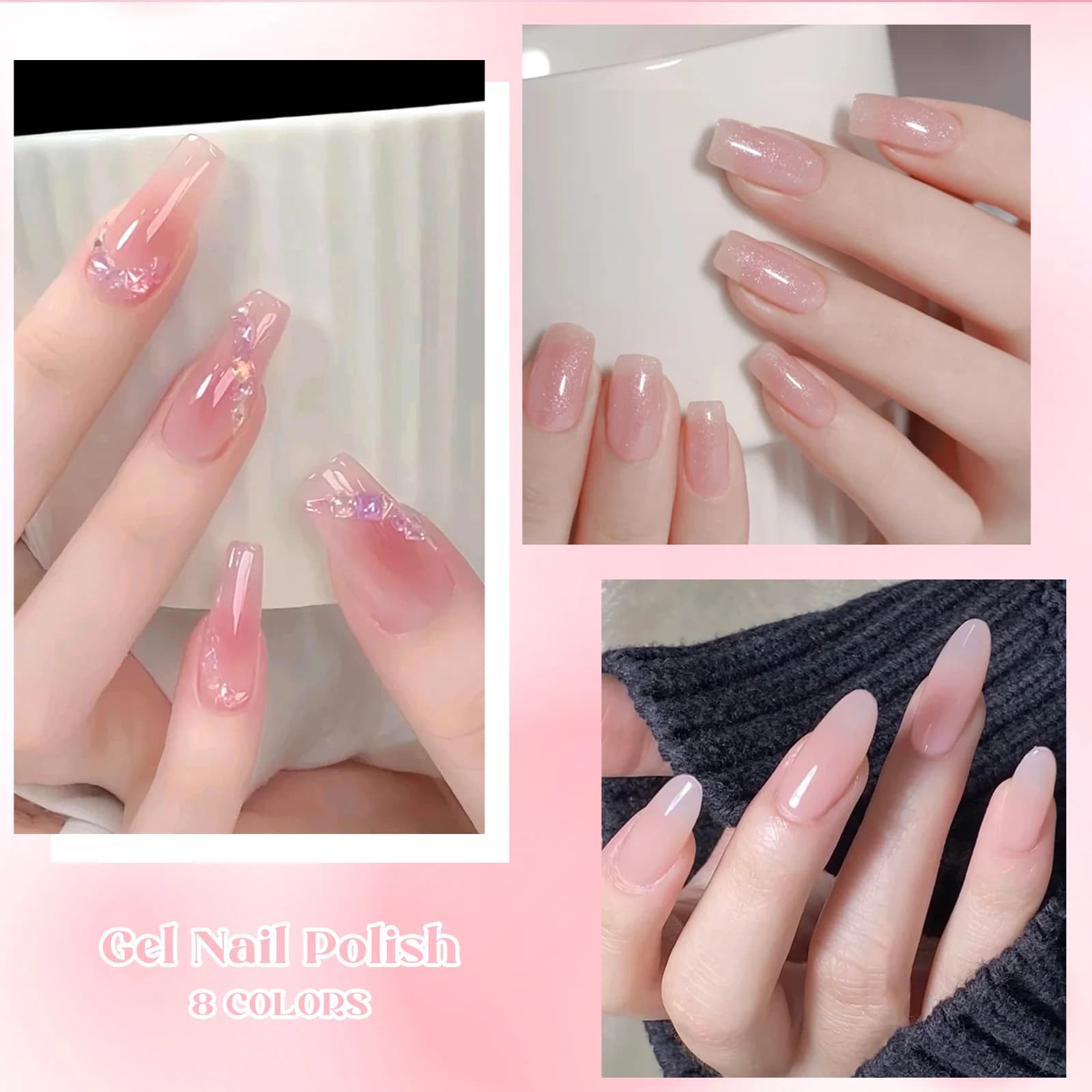 Boxed set of eight nude jelly gel nail polishes — image 3