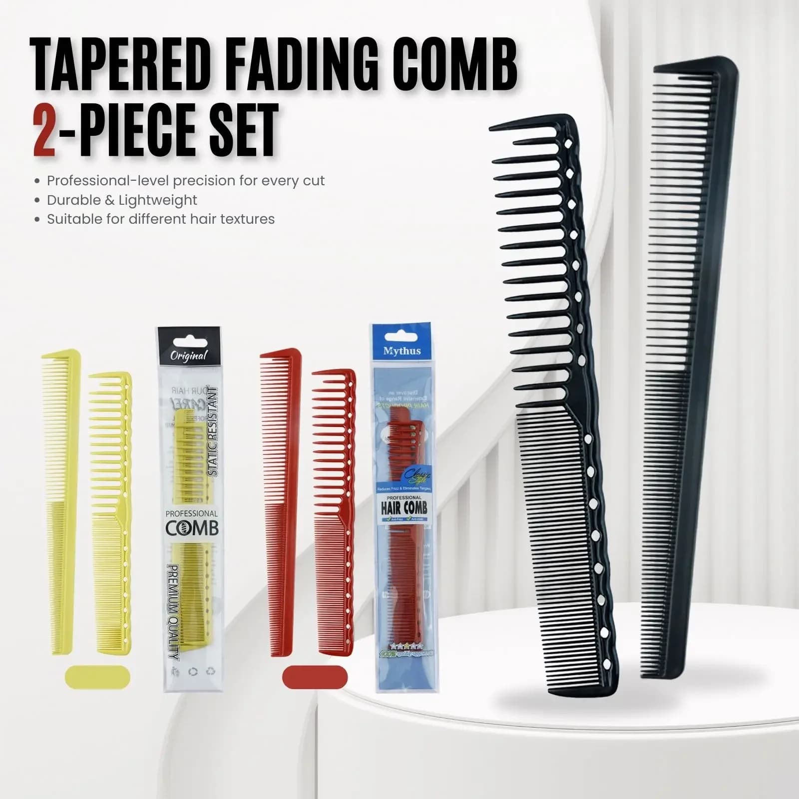 Two professional dense‑tooth barbershop combs — image 4