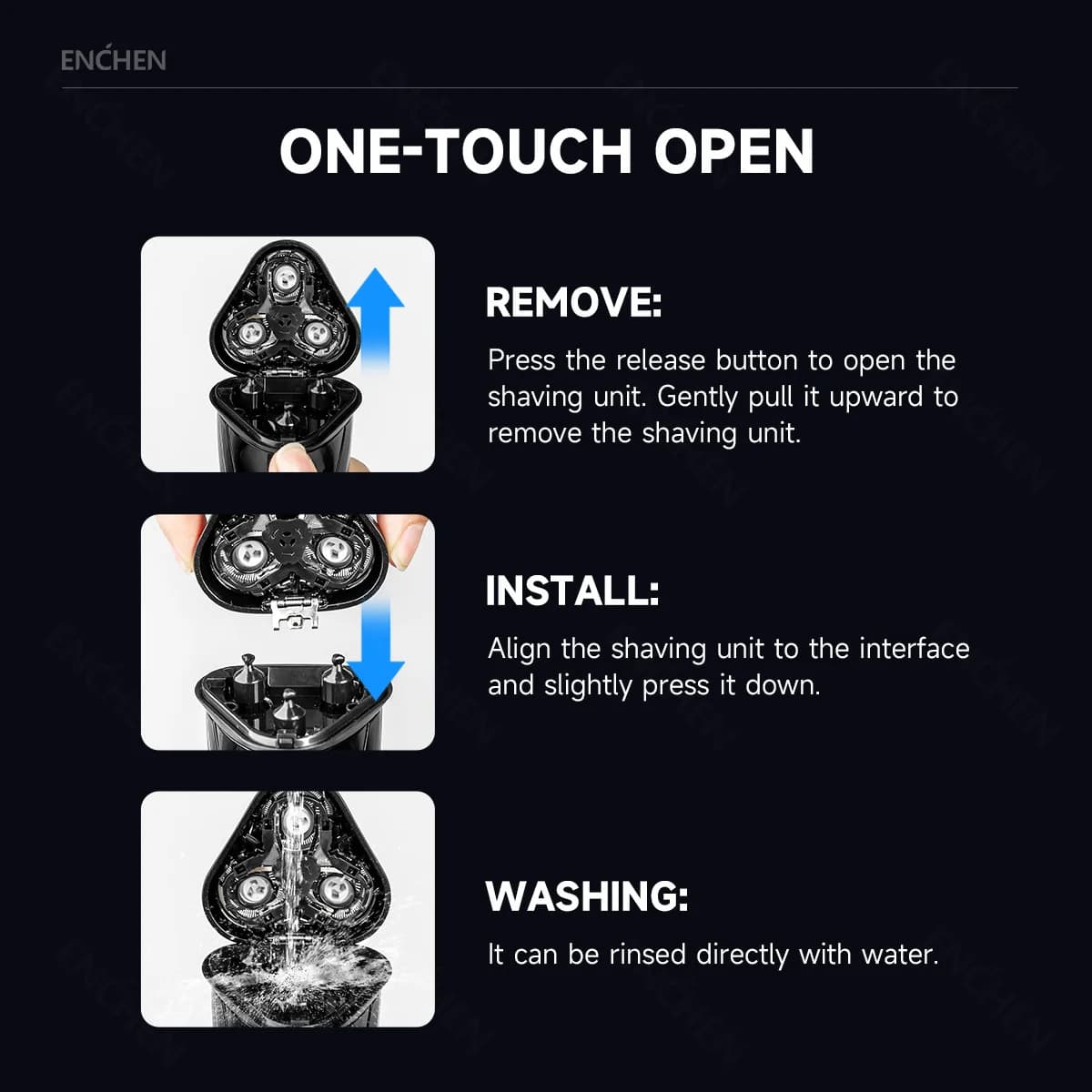 Enchen 3D Blackstone waterproof electric shaver — image 4