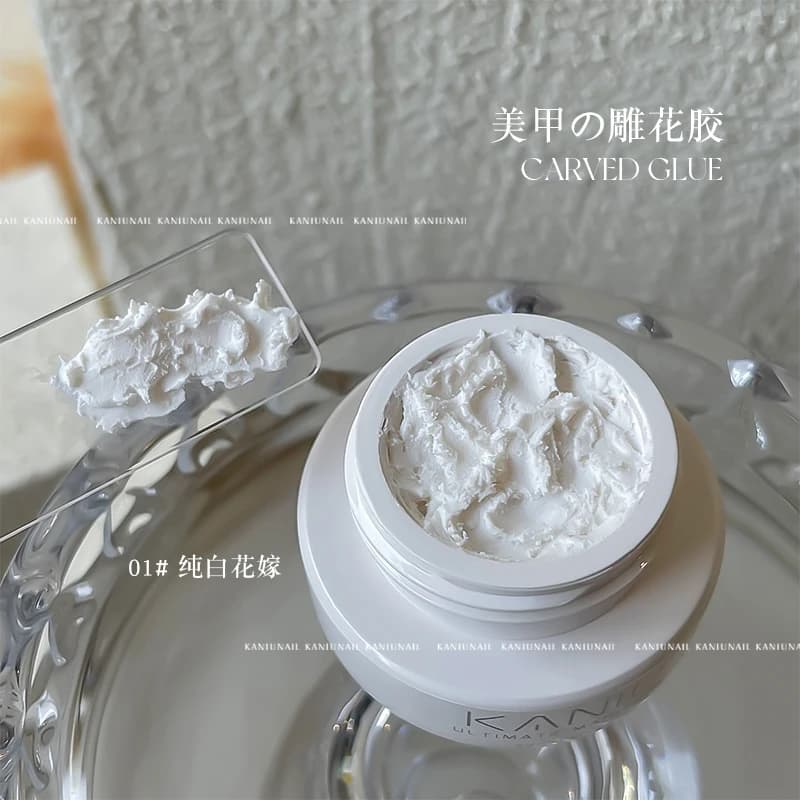 Pearl white satin 3D flower carving gel tube — image 7