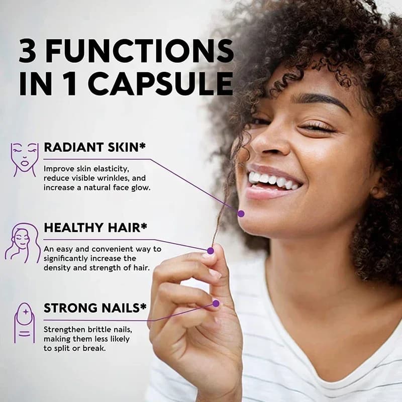bottle of biotin 15000 mcg with collagen and keratin capsules — image 5