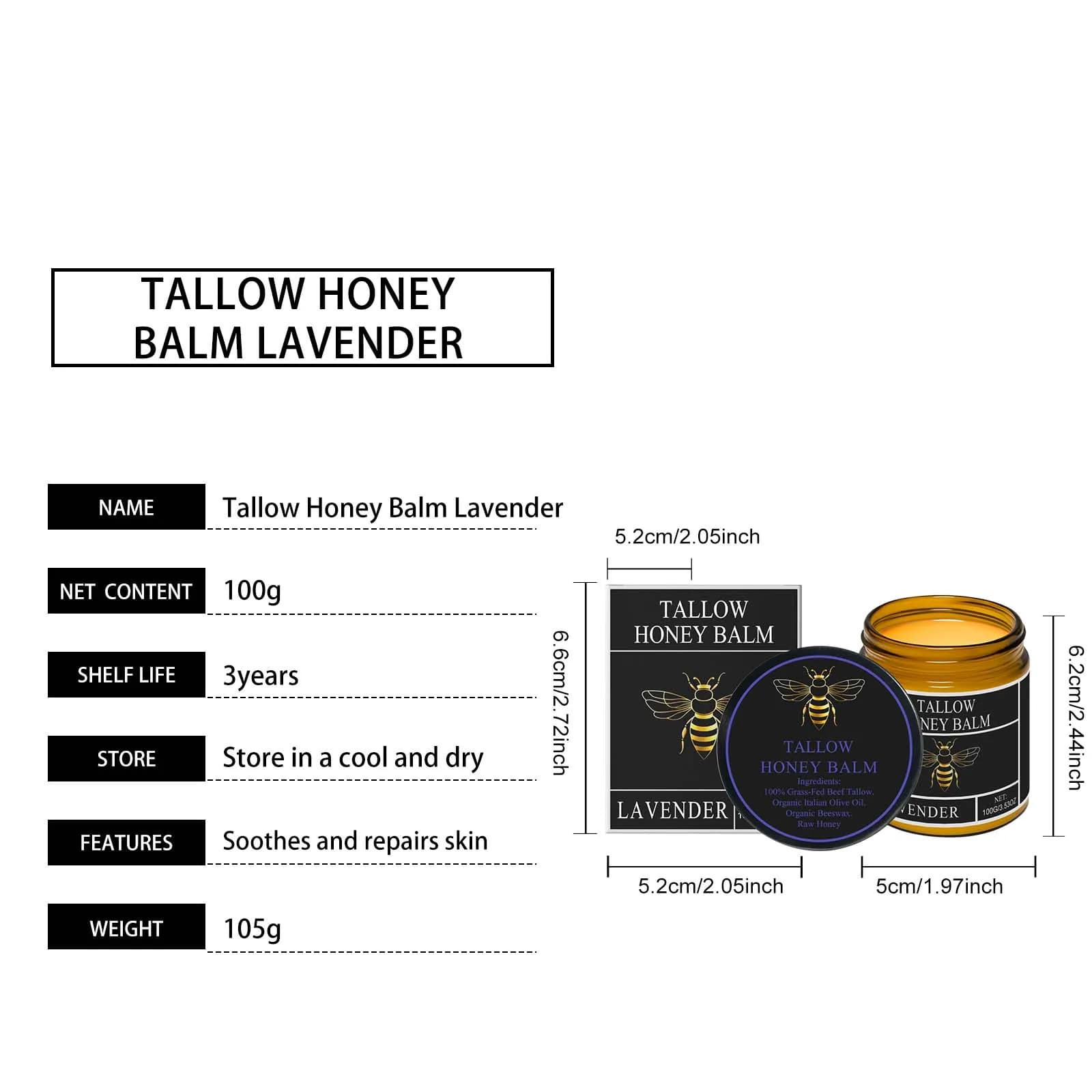 tallow honey cream hydrating glow moisturizer jar — image 8