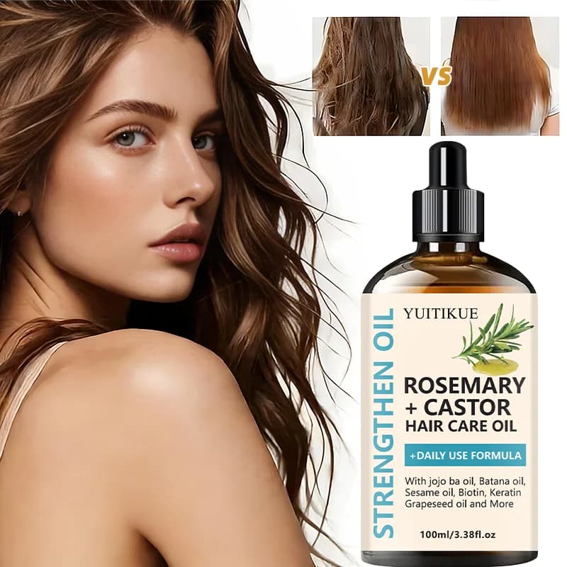 bottle of rosemary and castor strengthening hair oil — image 3