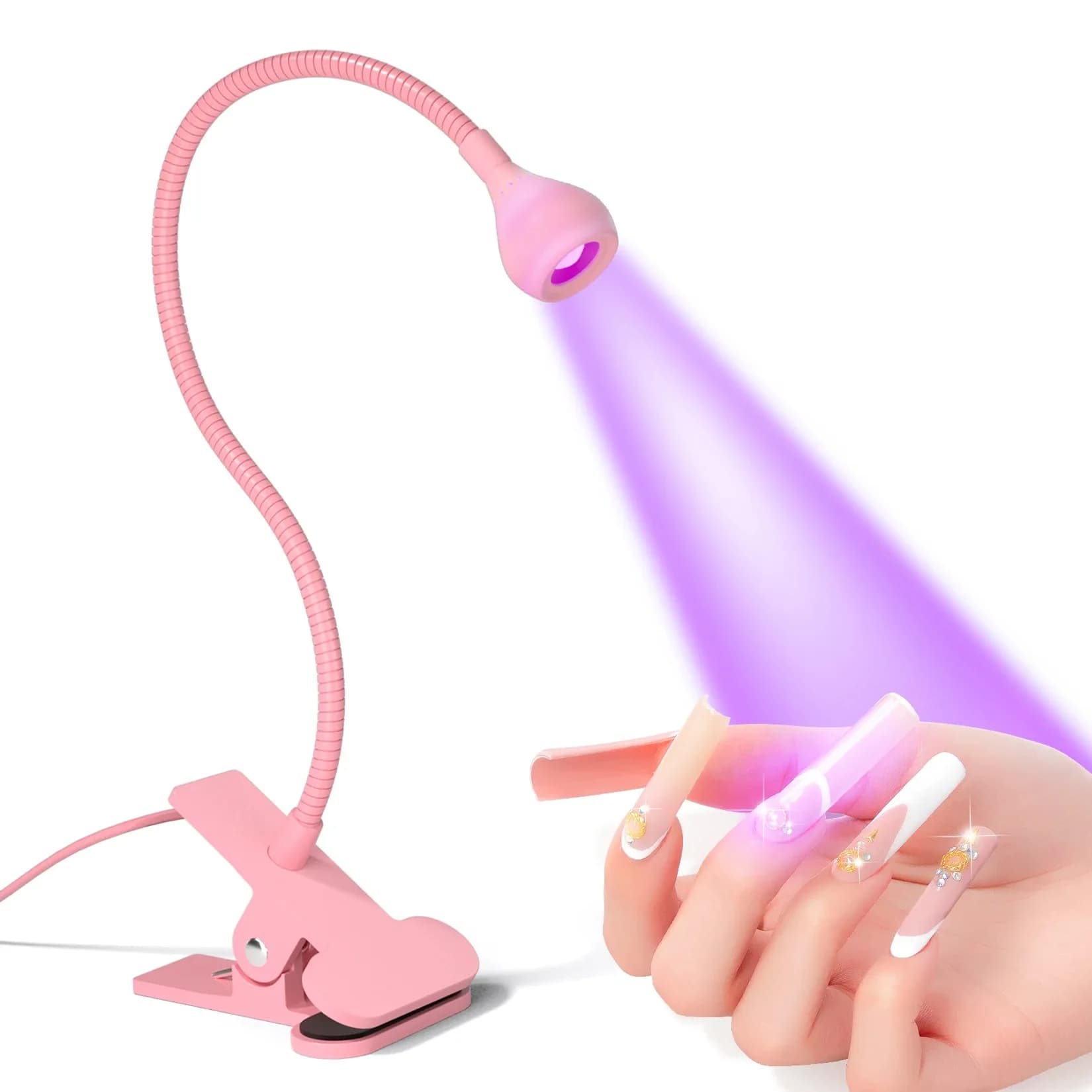 compact UV nail lamp with clip-on base — image 7