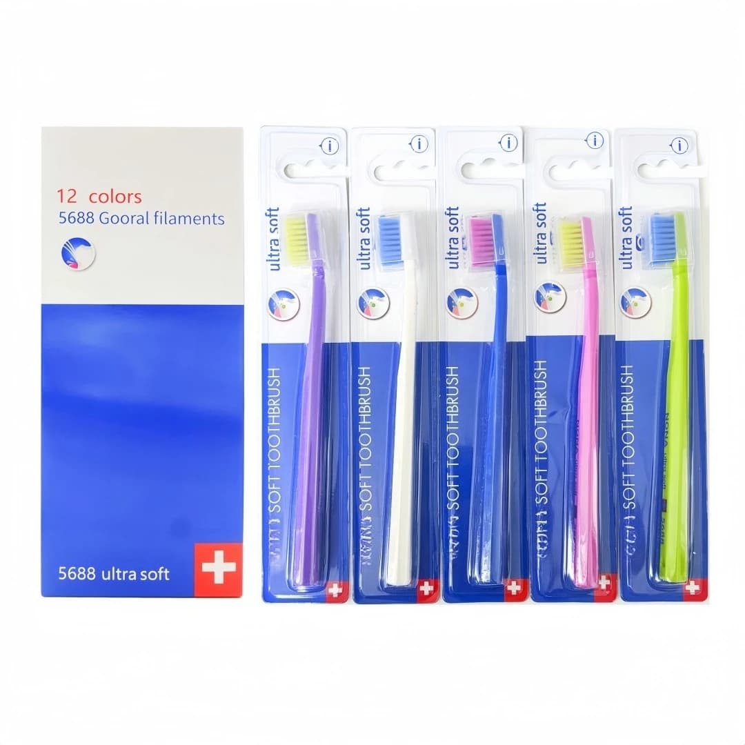 soft bristle toothbrush with tongue cleaner — image 1
