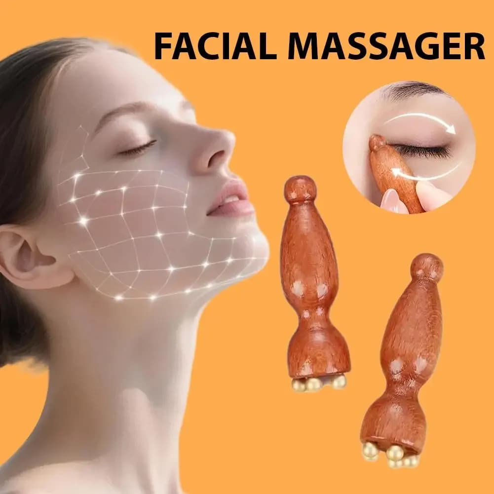 Lymphatic contour facial brush with brass lotus eye massage stick — image 4