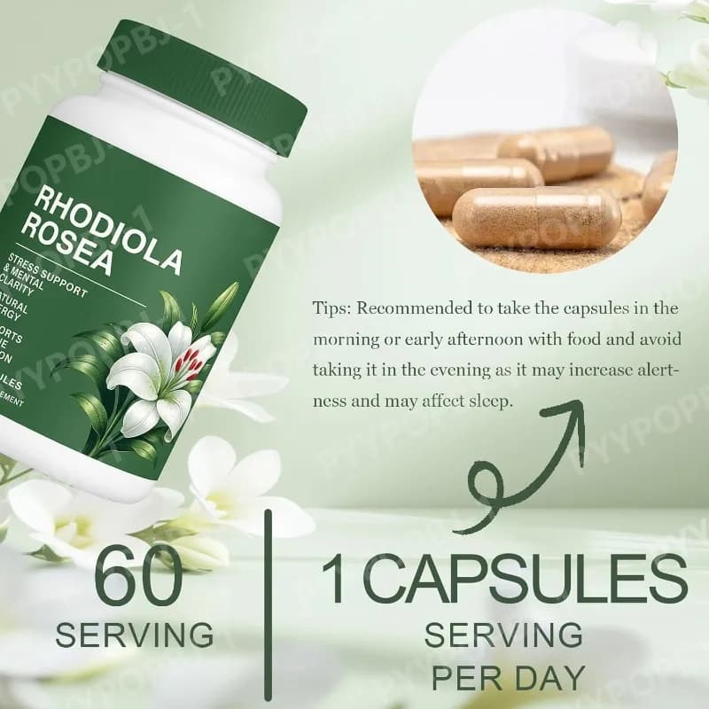 Rhodiola Rosea 500 mg capsules bottle — image 3