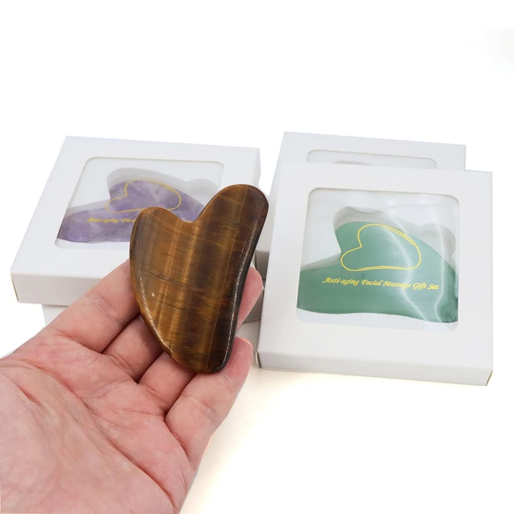 pink rose quartz and amethyst gua sha massage board — image 3
