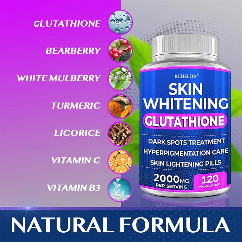 Turmeric bearberry glutathione skin support pills bottle — image 4