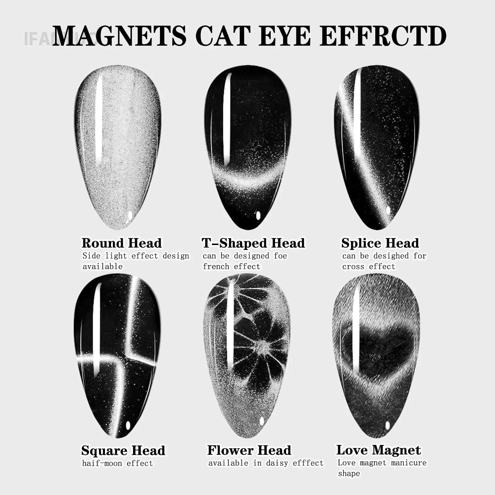 heart-shaped magnetic nail accessory with cat eye effect and side light — image 4
