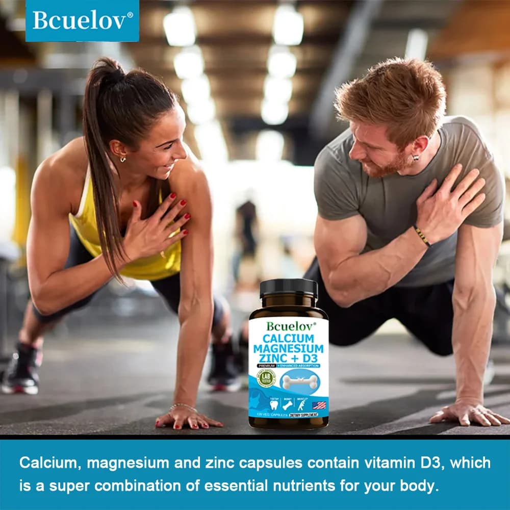 Calcium magnesium zinc vitamin D3 supplement bottle — image 4