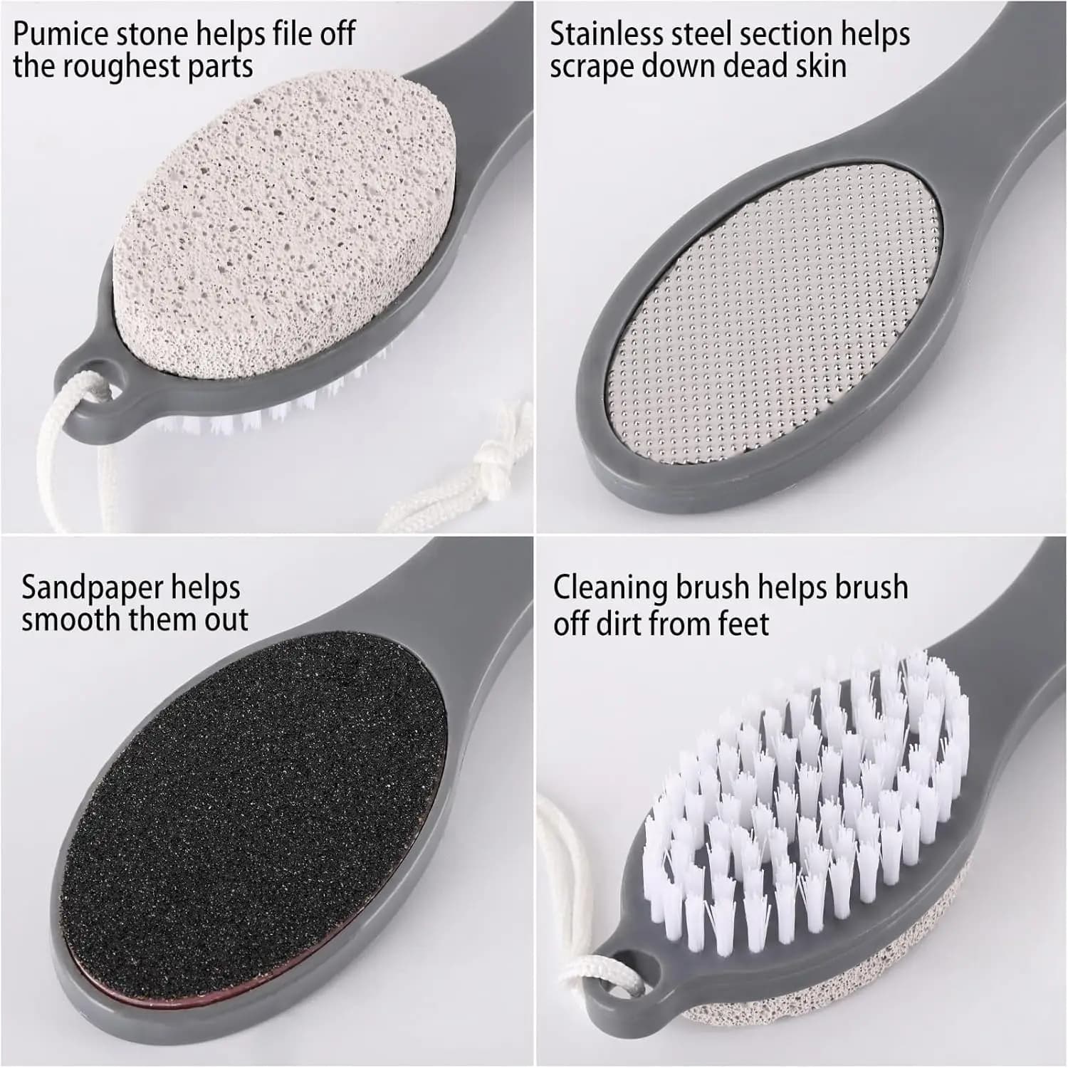4-in-1 pedicure foot scrubber with brush and callus file — image 4