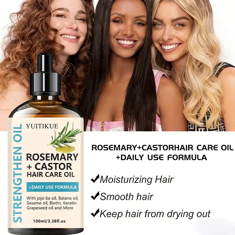 bottle of rosemary and castor strengthening hair oil — image 6