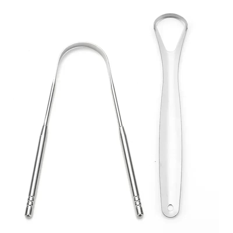 Stainless steel tongue scraper with non‑slip handle — image 2
