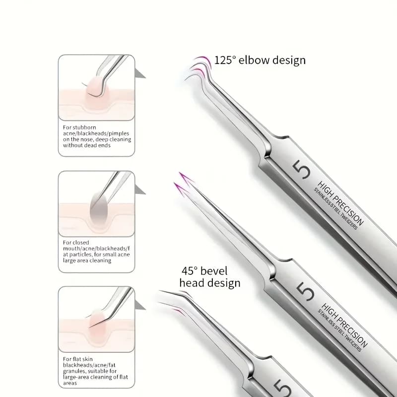 extra fine No.5 cellular acne blackhead tweezers set — image 3