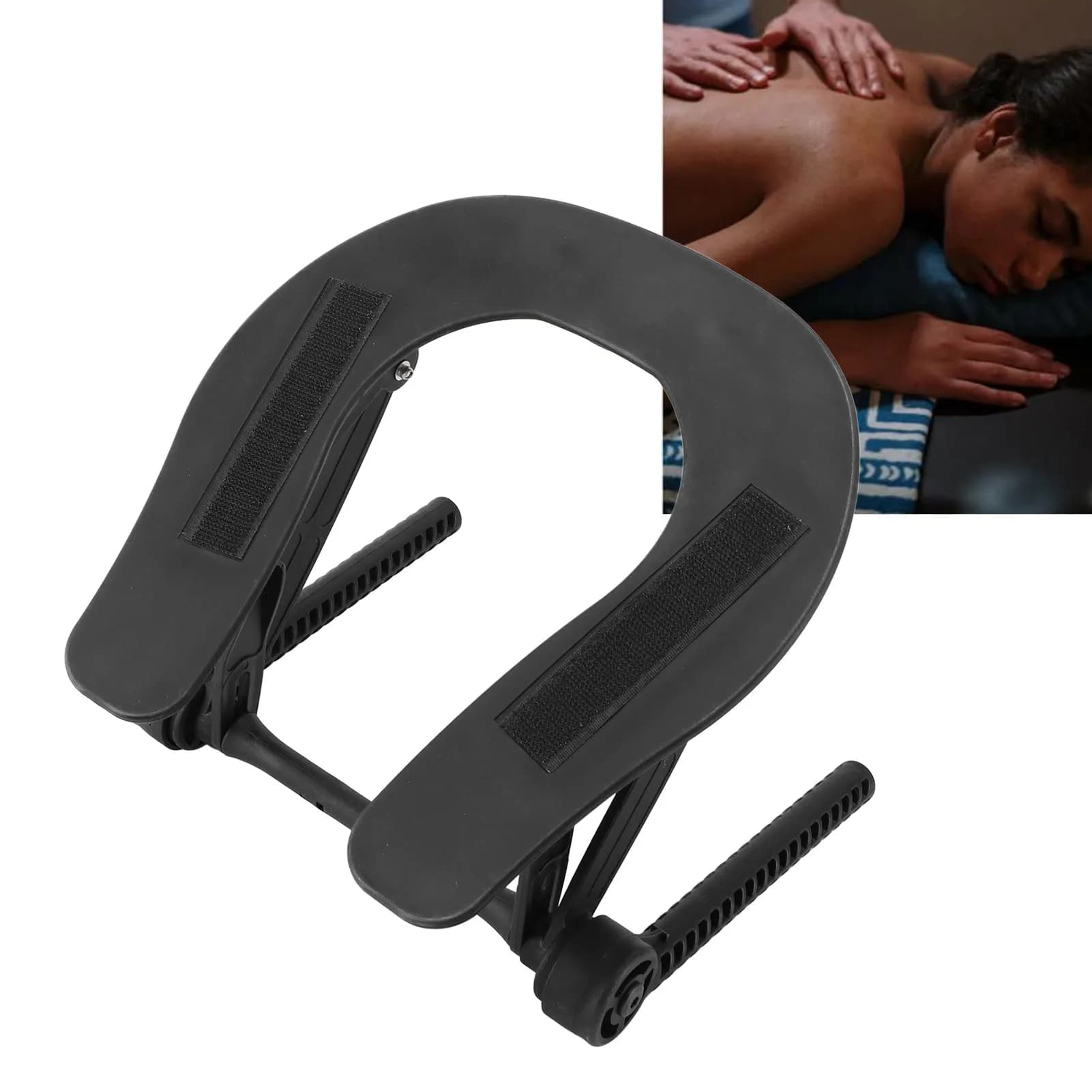 adjustable massage table headrest with hook loop fastener — image 4