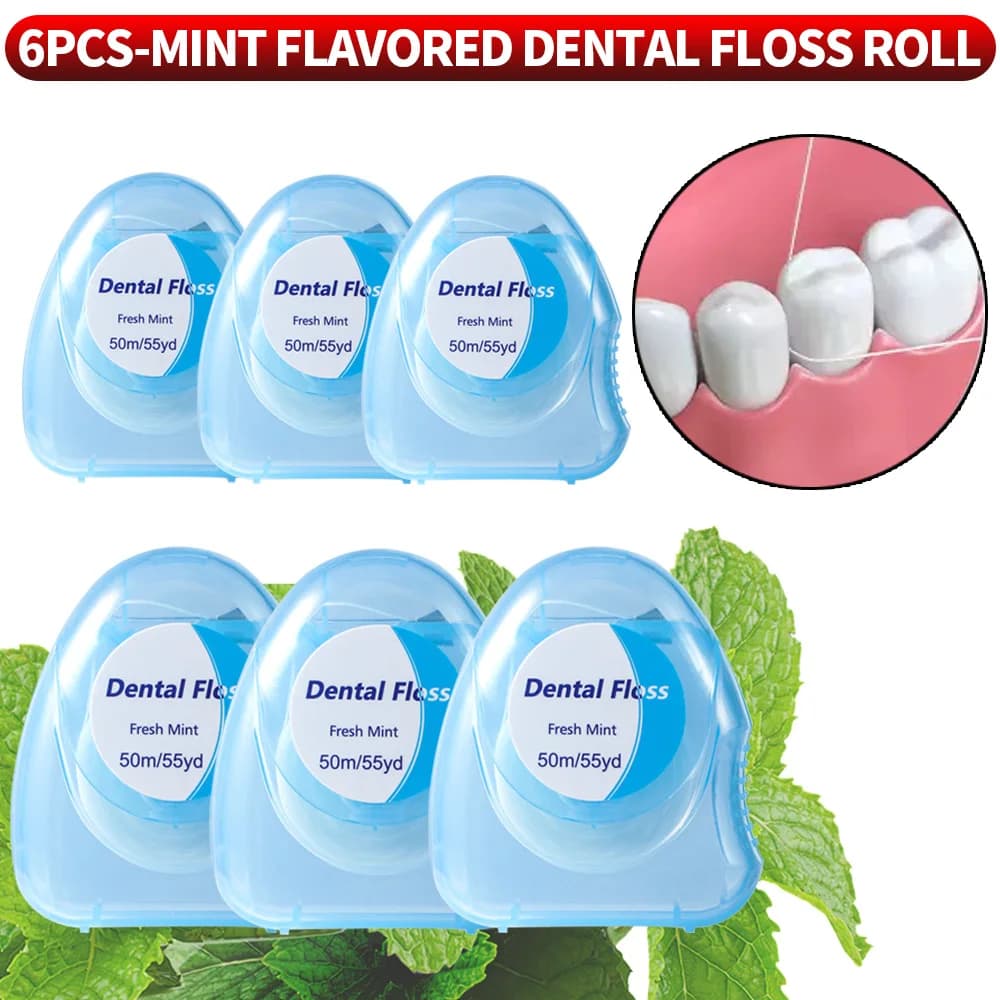 compact mint flavored dental floss pack — image 4