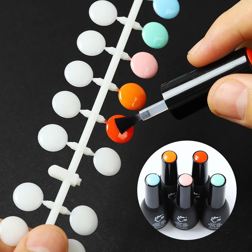 clear nail polish display table with polka dot stickers — image 5