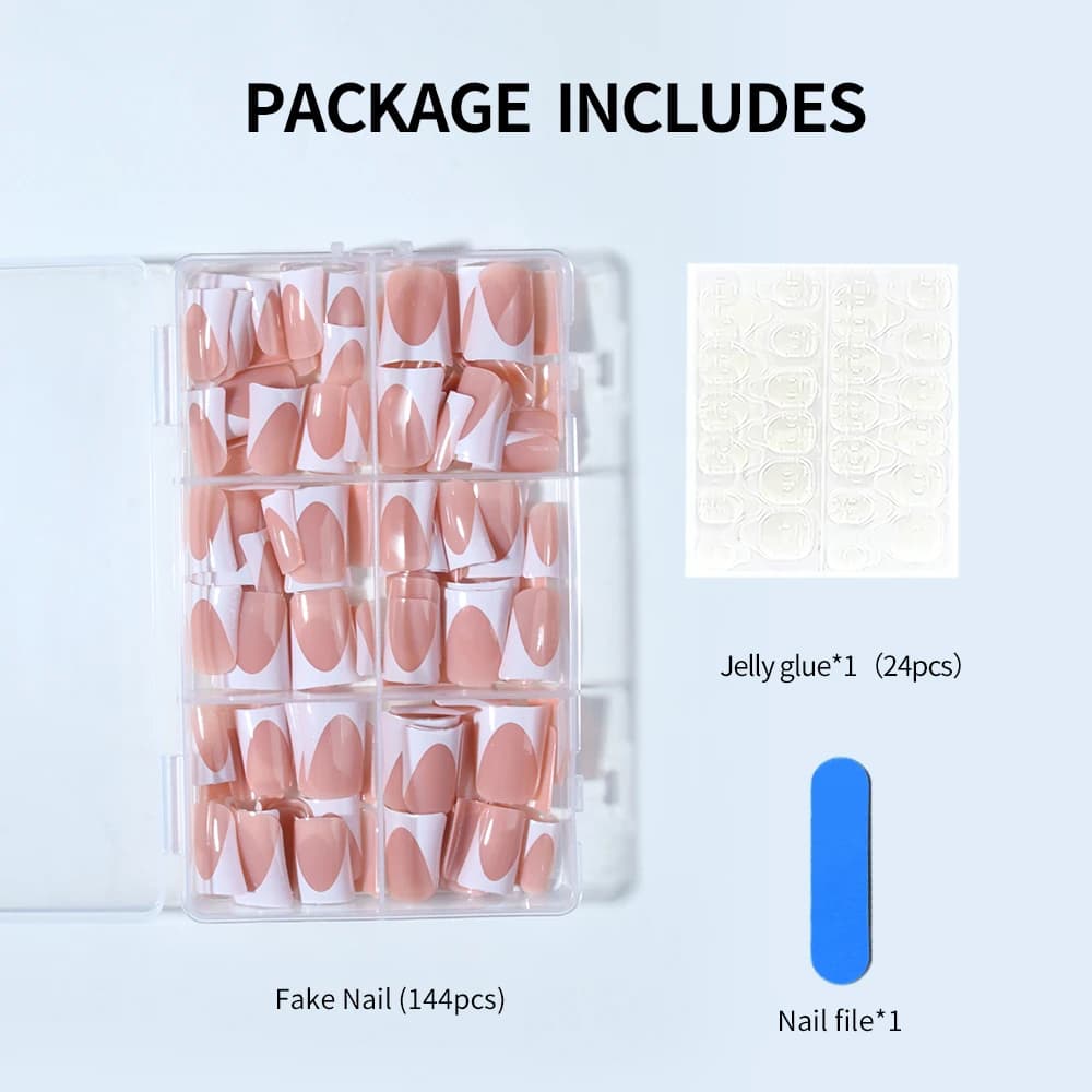 white press-on French nail set with file — image 3