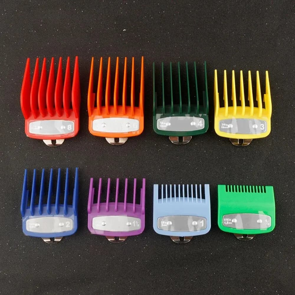 Set of eight hair clipper guide combs for Wahl trimmer — image 7