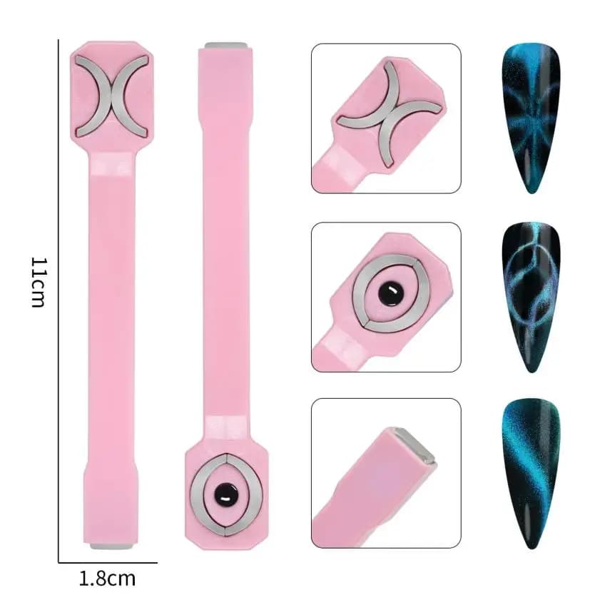 heart-shaped magnetic nail accessory with cat eye effect and side light — image 7