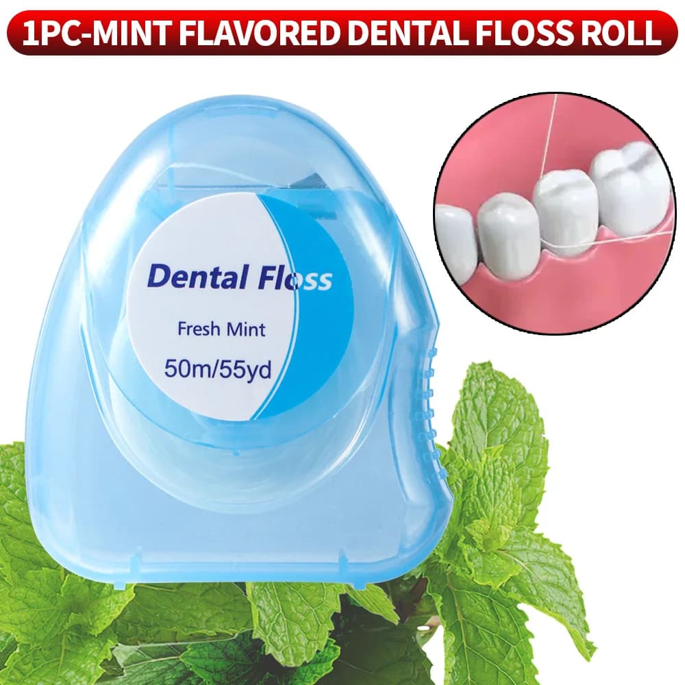 compact mint flavored dental floss pack — image 6