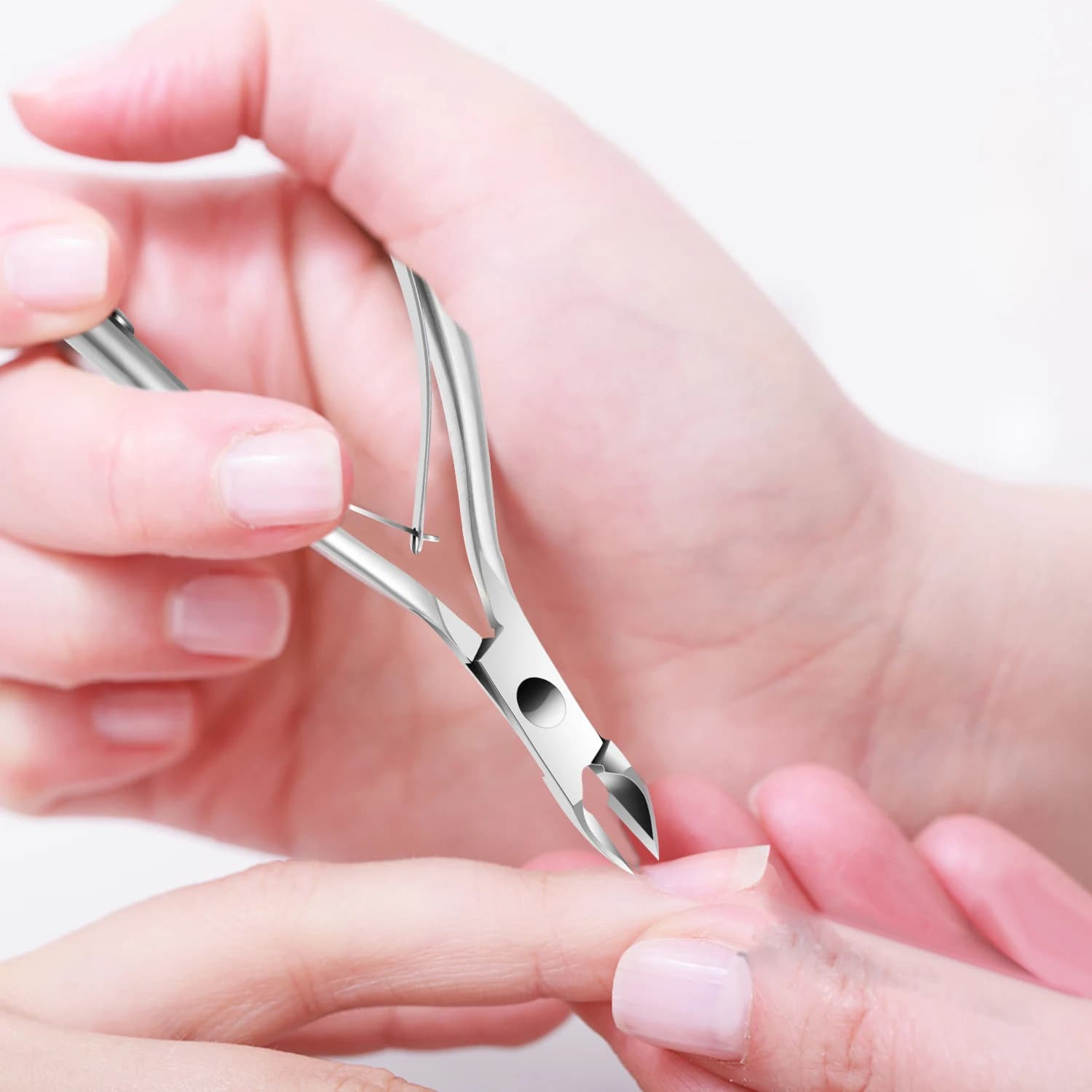 Stainless steel cuticle pliers with integrated pusher — image 6