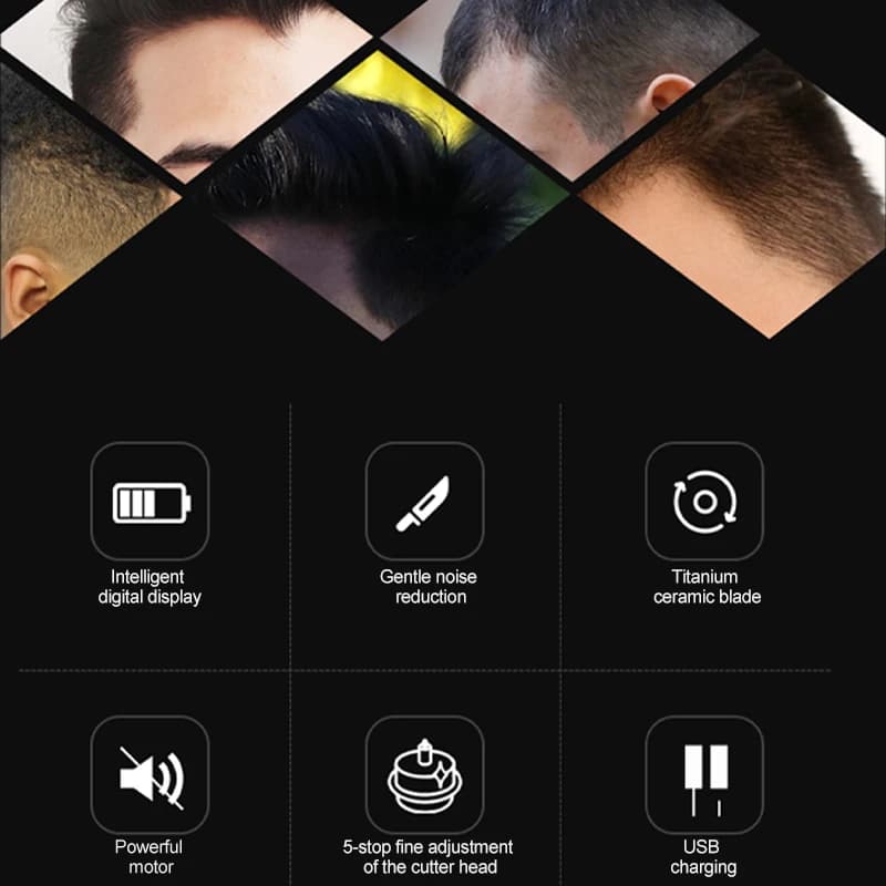 wireless hair clipper with LED display and ceramic blade — image 2