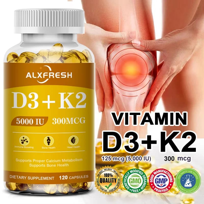 Vitamin D3 + K2 capsules bottle — image 1