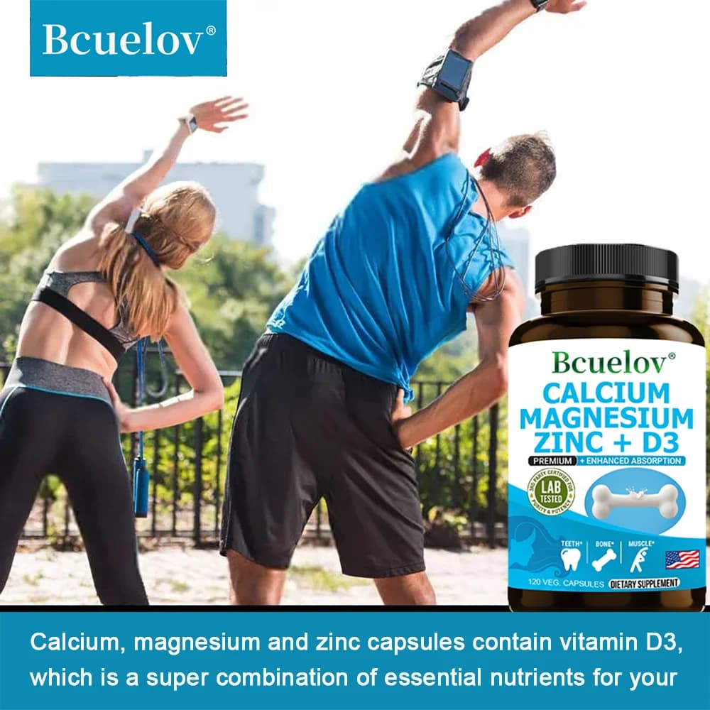 Calcium magnesium zinc vitamin D3 supplement bottle — image 3