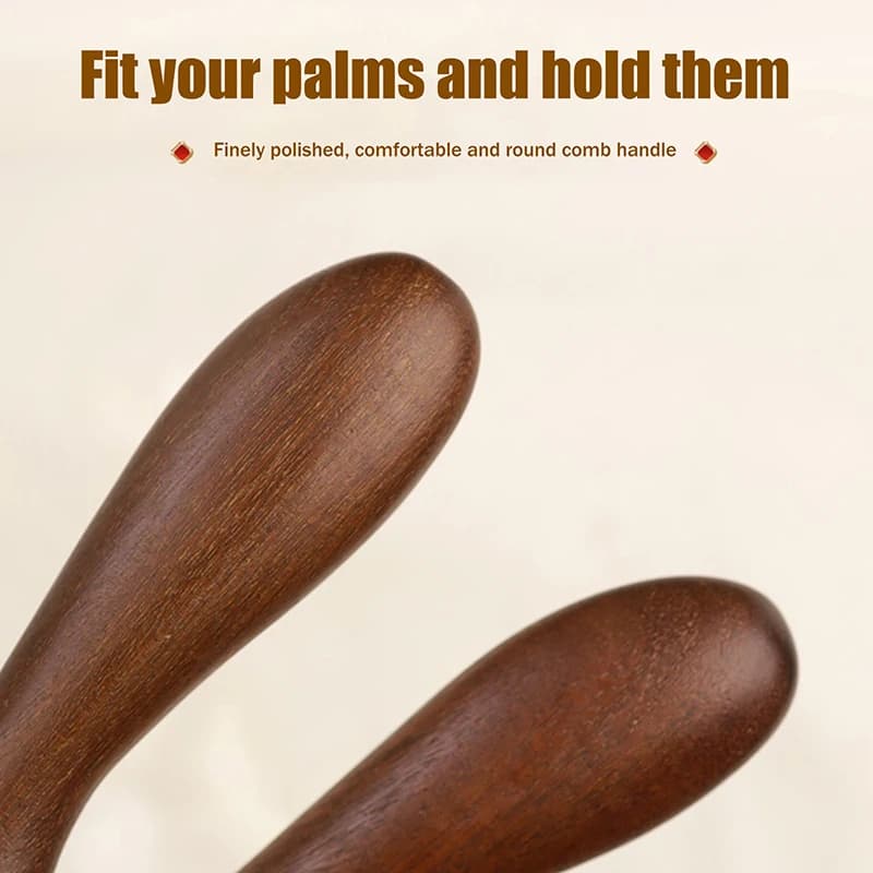 Golden sandalwood Gua Sha scraper with copper teeth — image 6