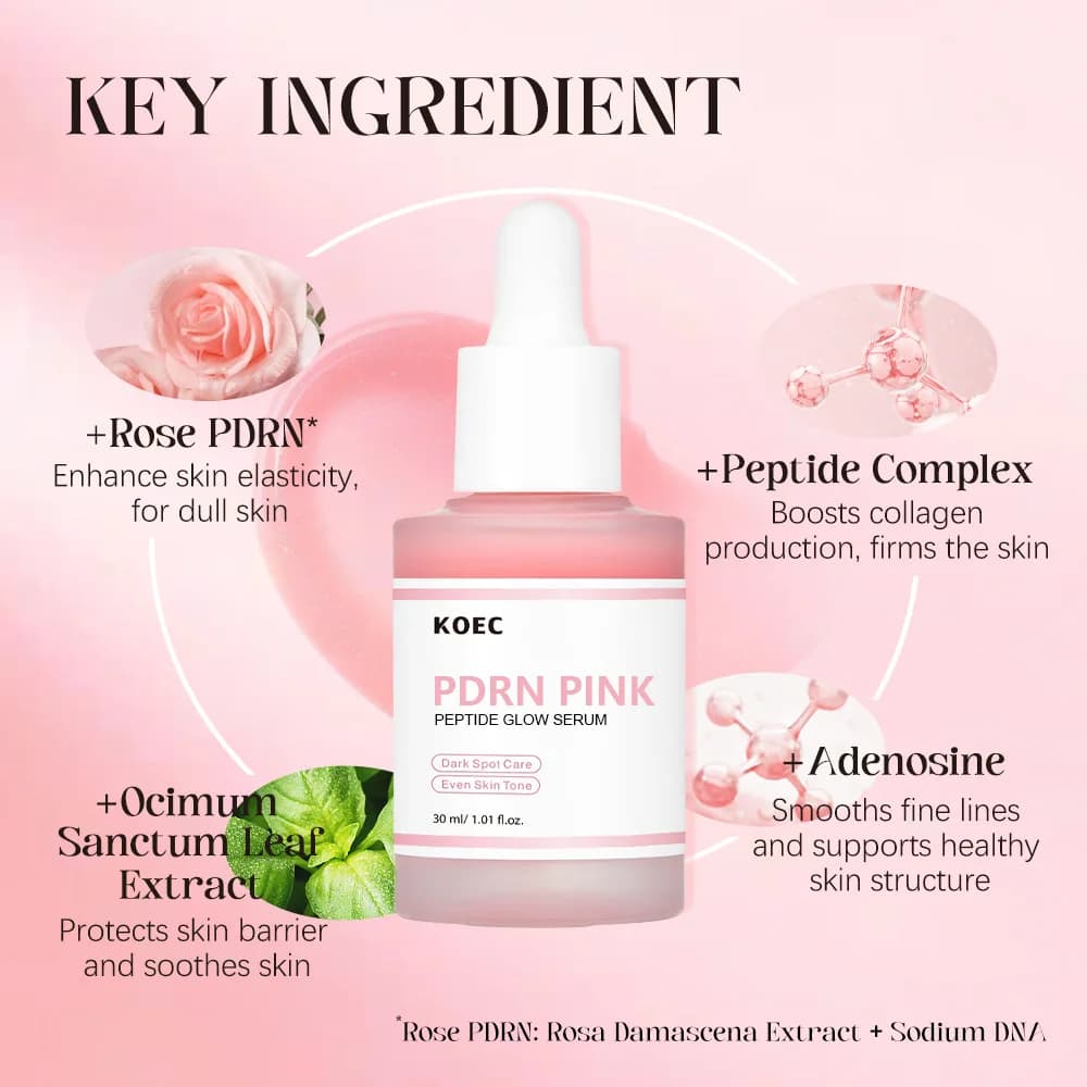 KOEC Rose PDRN Pink Peptide Glow Facial Serum bottle — image 4