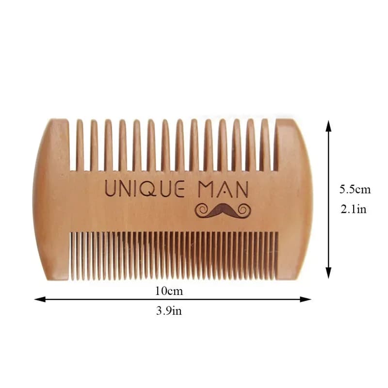 Wooden beard comb with leather case — image 6