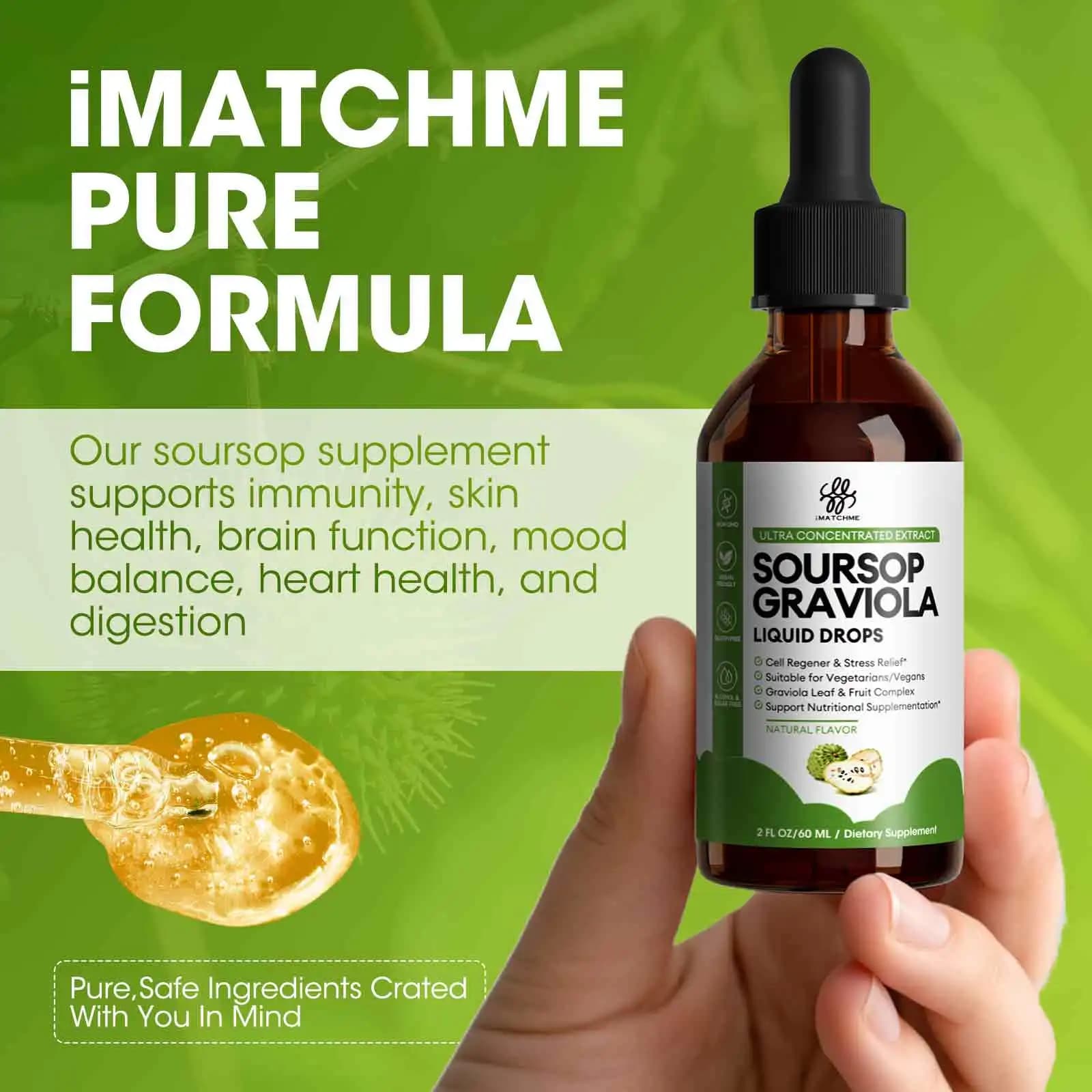 bottle of organic soursop graviola liquid drops — image 3