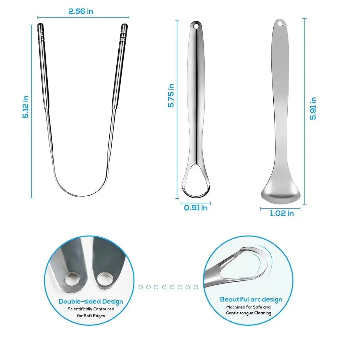 Stainless steel portable tongue scraper — image 2