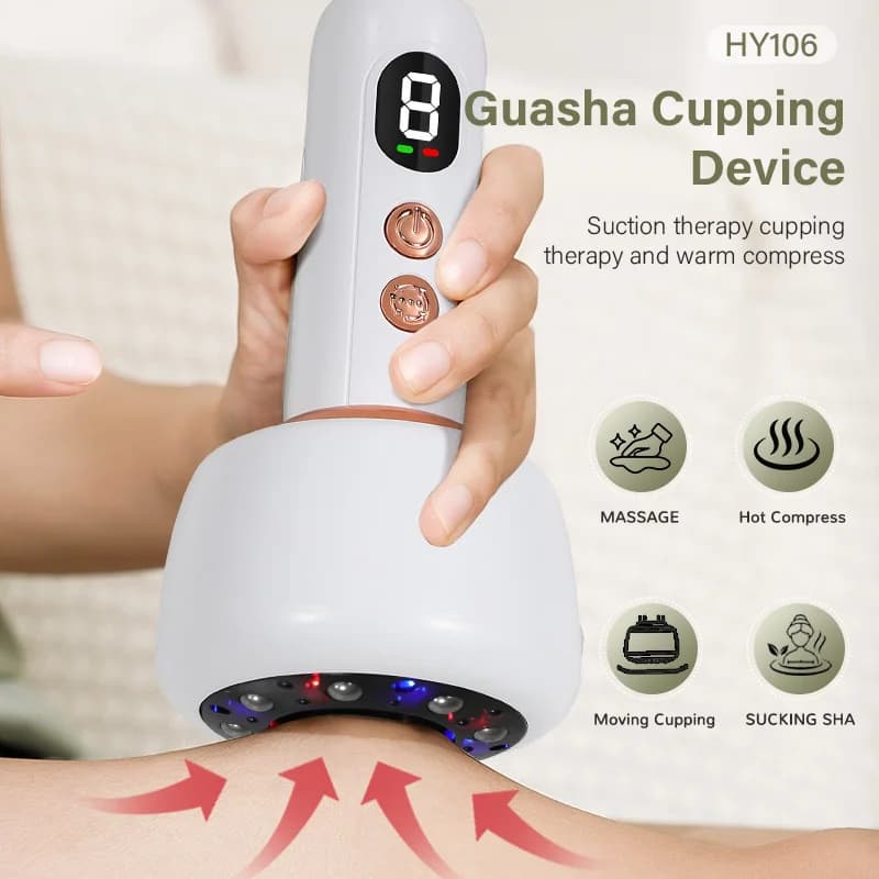 USB Rechargeable Abdominal Massager with Hot Compress and Adjustable Guasha Cupp