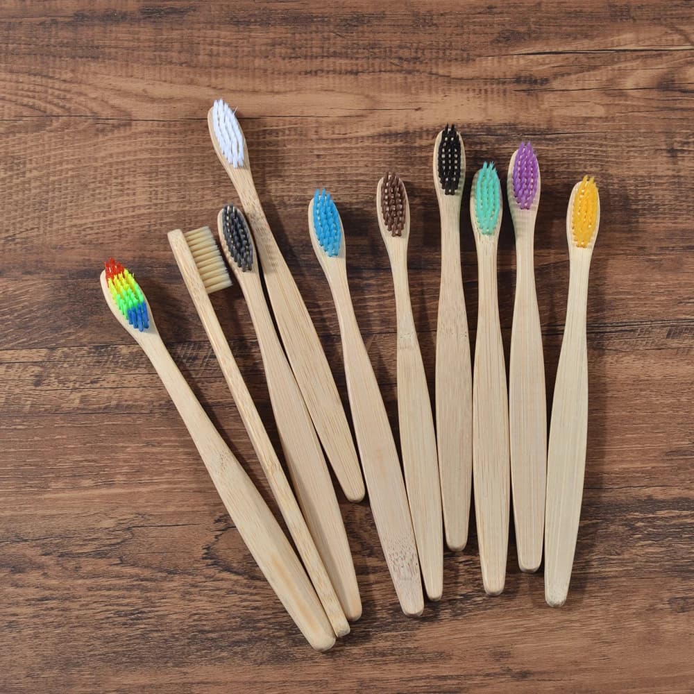 Colorful bamboo toothbrushes with soft bristles — image 2