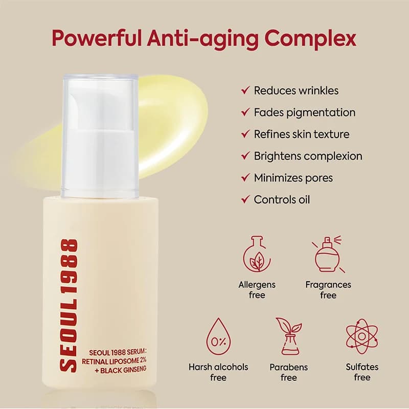 Retinol face serum bottle with black ginseng and vitamin C — image 4