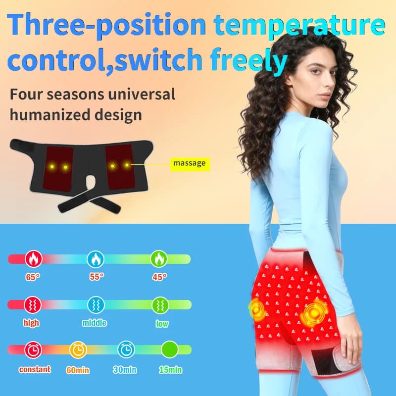 red light hip massager with heat and vibration controls — image 4
