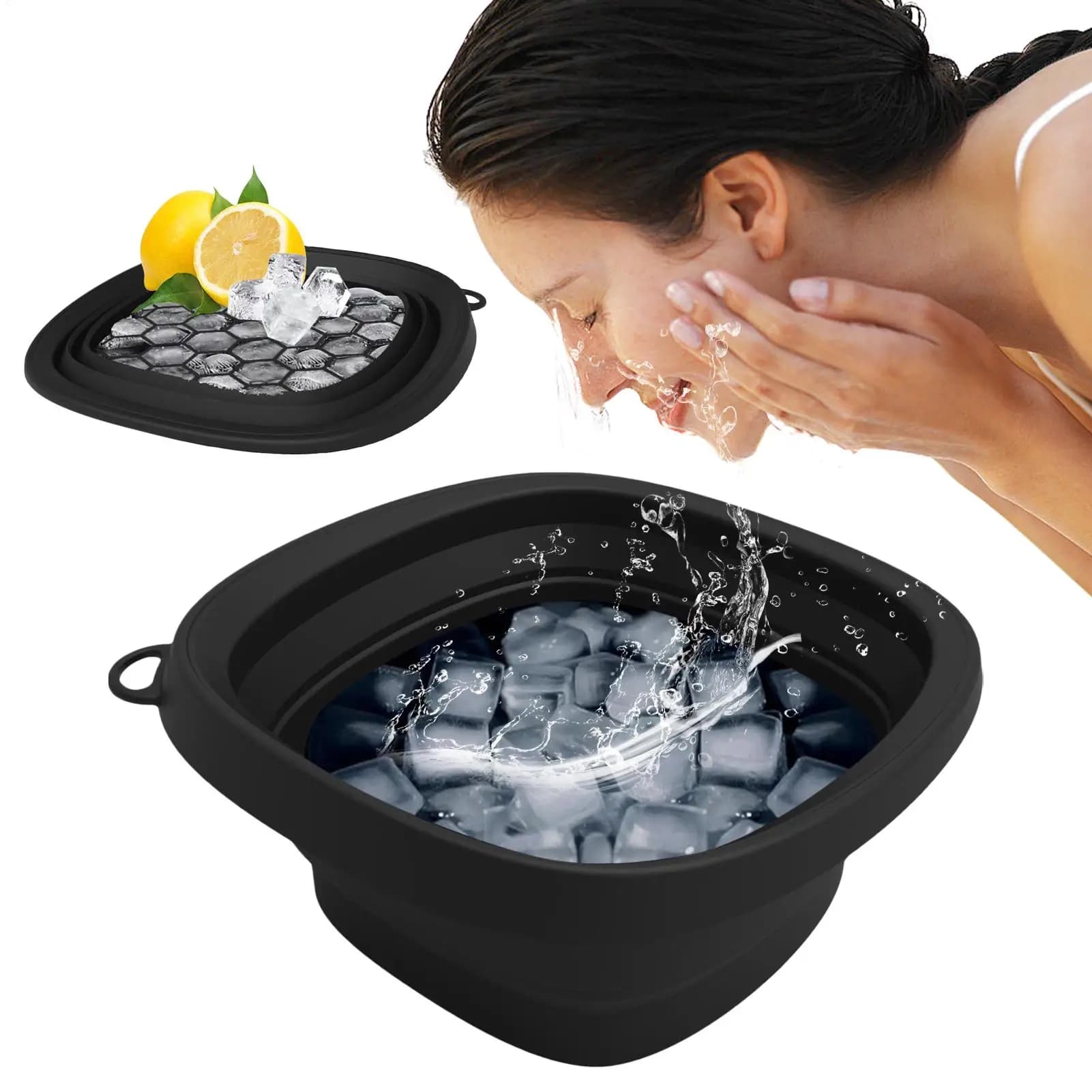 foldable silicone face ice bath bowl — image 1