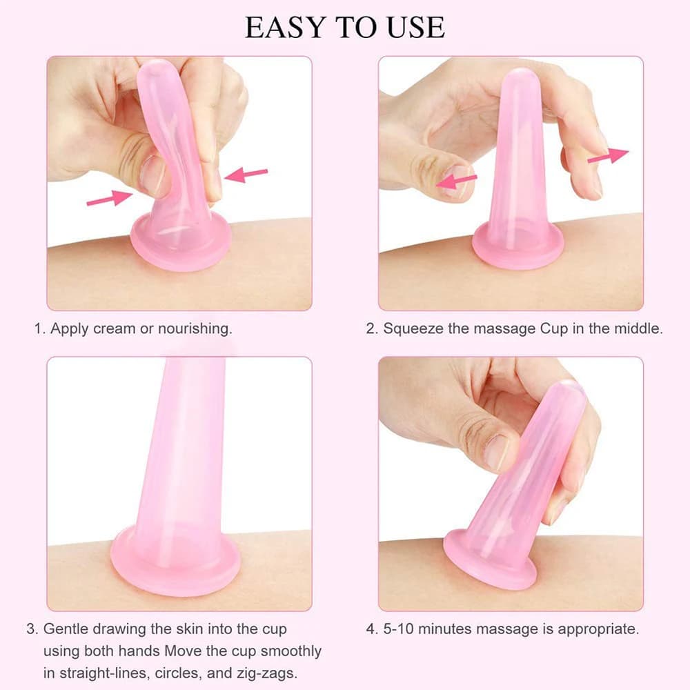 set of four natural silicone cupping massage cups — image 3