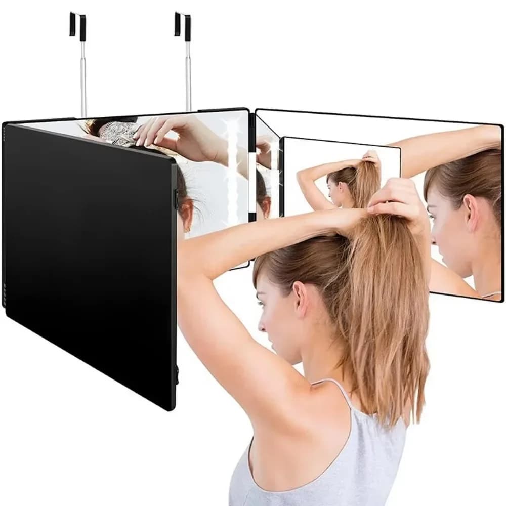 Adjustable LED Trifold Haircut Mirror