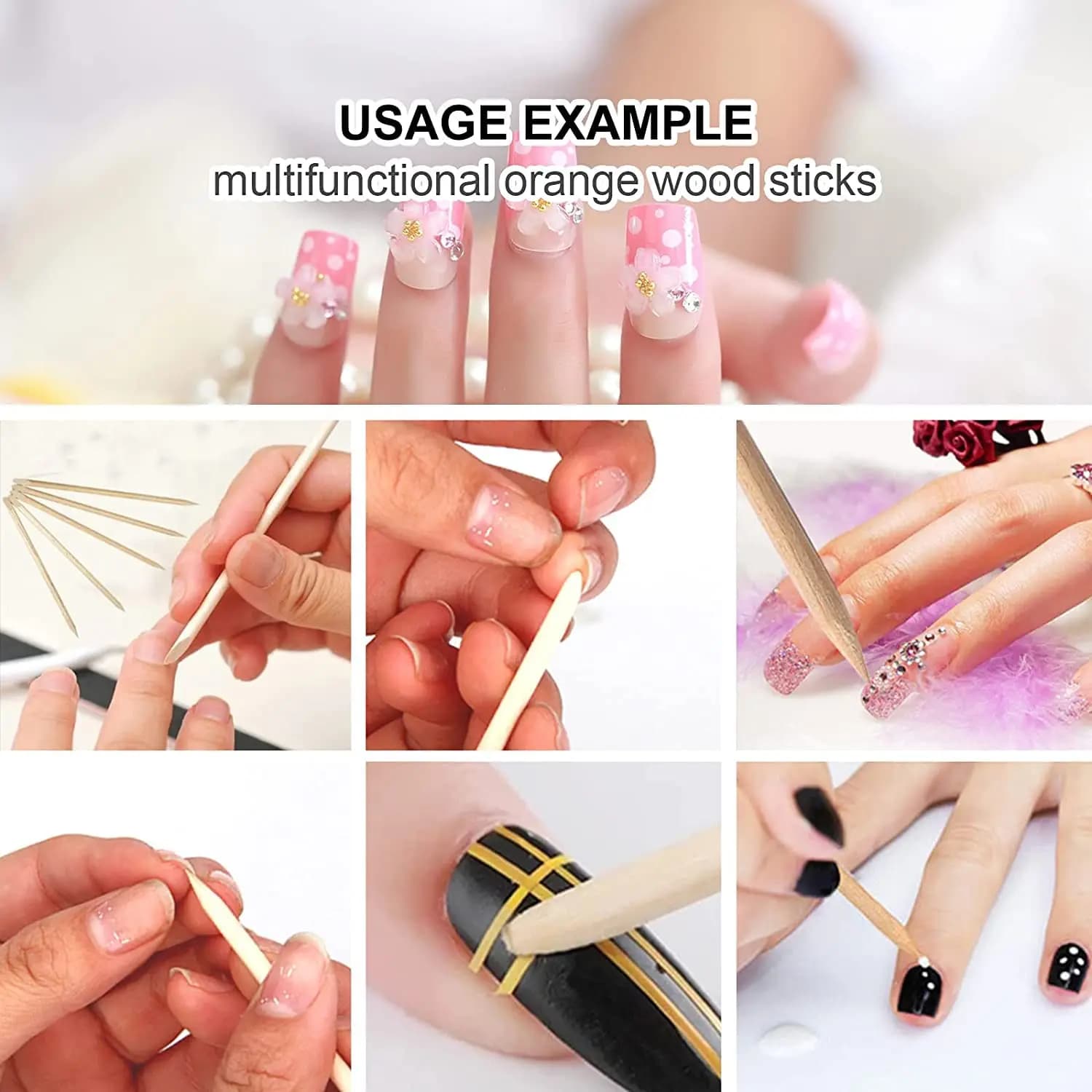 orange wood nail art and cuticle pushers — image 5