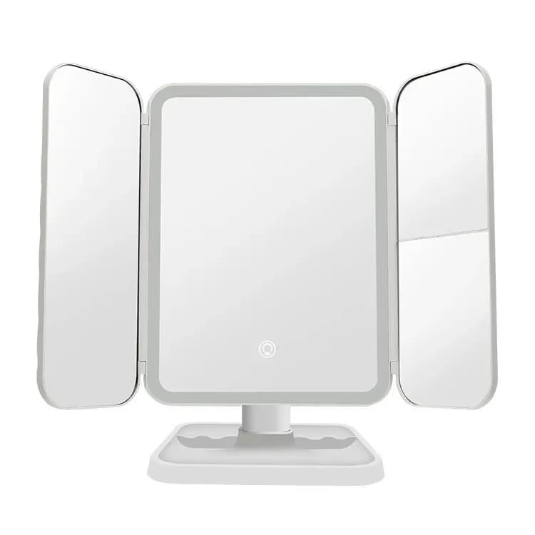 trifold LED makeup mirror with three panels — image 7