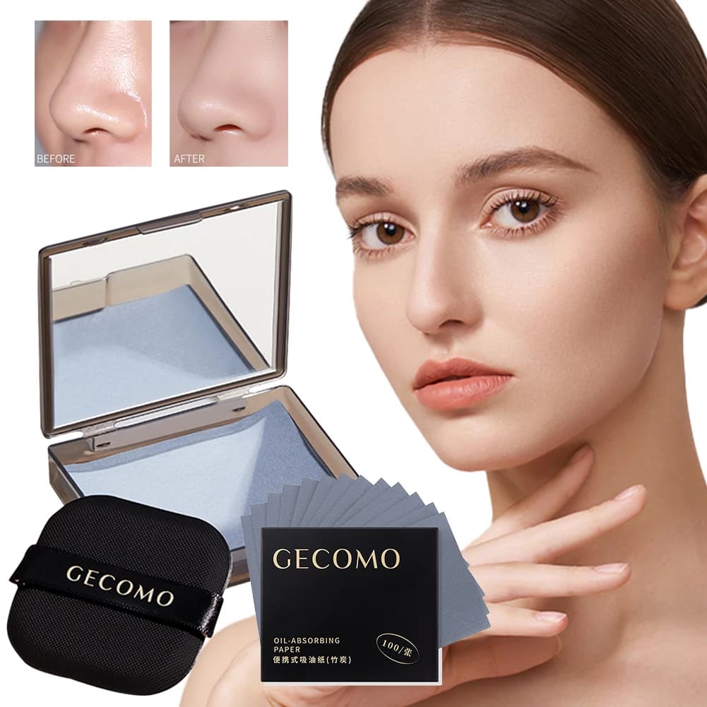 Oil control blotting papers with case and powder puff — image 5
